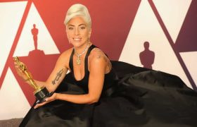 Lady Gaga shows off her Academy Award
