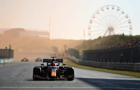 Max Verstappen’s Red Bull comes to a halt after winning the Dutch Grand Prix.
