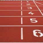 Starting numbers on a running track.