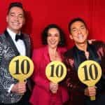 Strictly Come Dancing judges giving 10 scores.