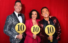 Strictly Come Dancing judges giving 10 scores.