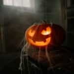A spooky October Halloween pumpkin.