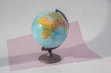 A globe showing a map of the world.