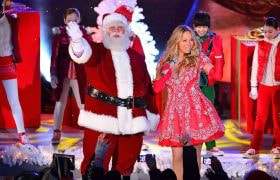 Mariah Carey singing her Christmas song.