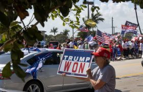 A Trump supporter protests her man won after the 2020 election result.