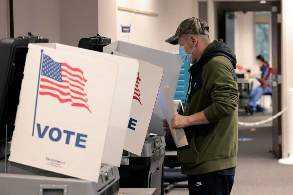 A voter casting his ballot during the 2020 Presidential election.