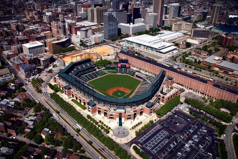 The Camden Yards baseball stadium in Baltimore, Maryland.