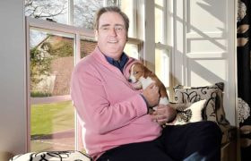 Big time gambler Harry Findlay relaxing at home.