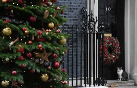 Number 10 Downing Street at Christmas time.
