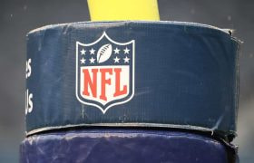 NFL logo on a post padding.