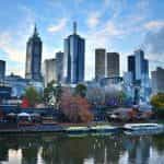 Melbourne city skyline.