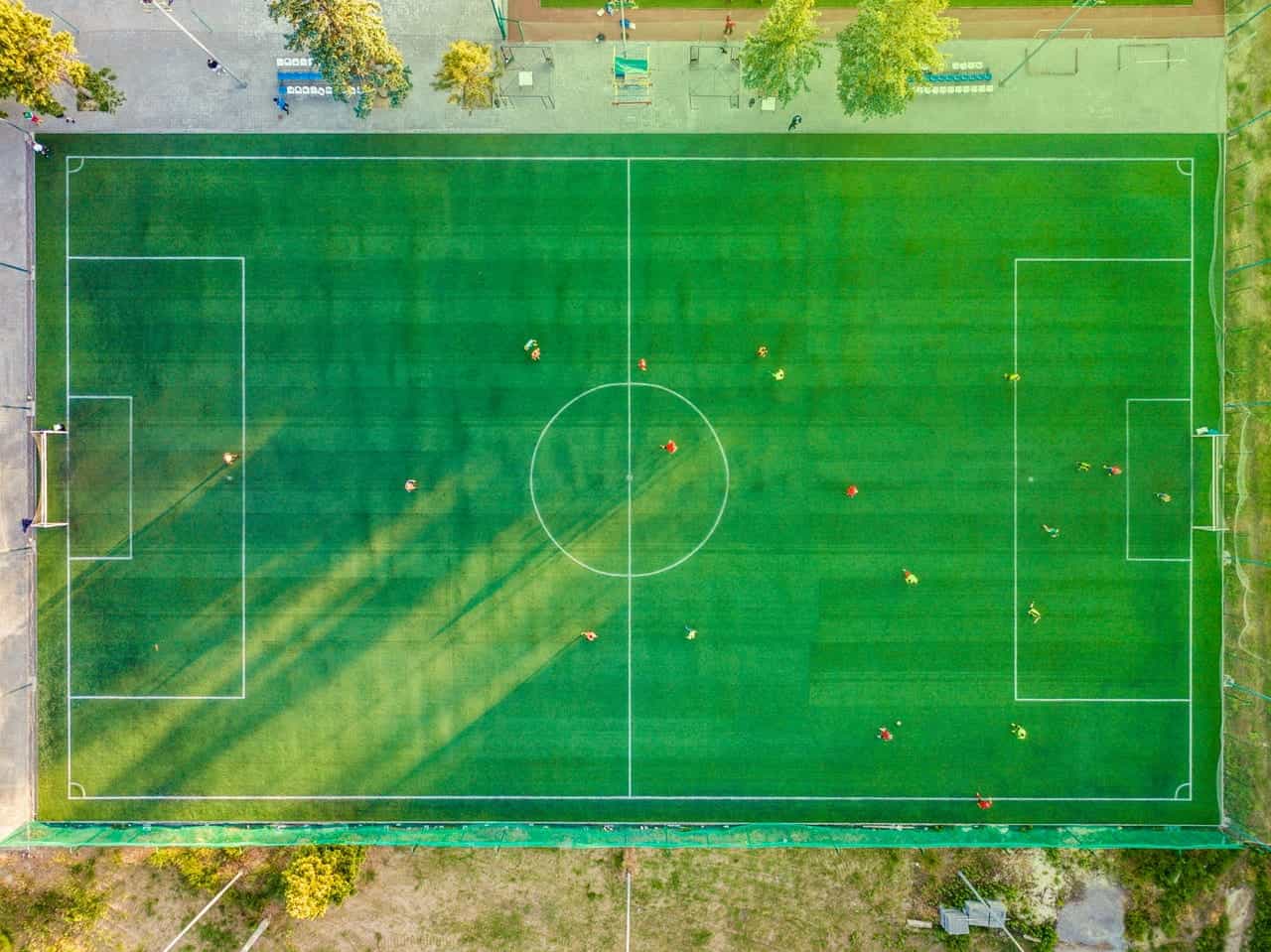 A football pitch with players.