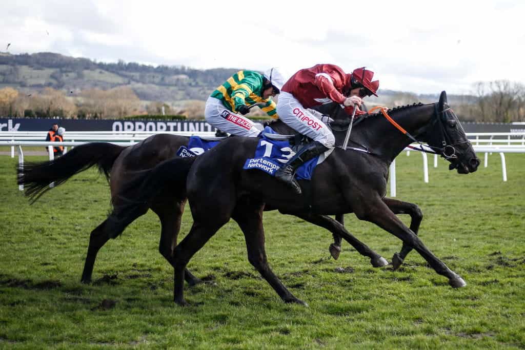 Delta Work takes a decisive lead in the 2018 Pertemps Network Final Handicap Hurdle at the Cheltenham Festival.