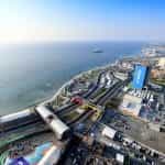An aerial view of Jeddah Corniche Circuit.