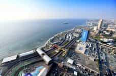 An aerial view of Jeddah Corniche Circuit.