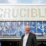 Barry Hearn standing outside of Sheffield’s Crucible Theatre during the 2022 World Snooker Championship.