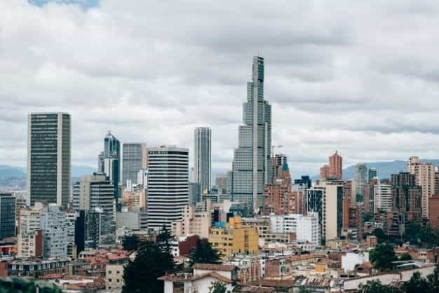 The skyscrapers and cityscape of Bogota, Colombia.