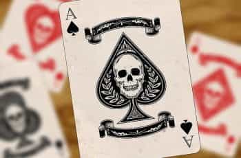A playing card with the Ace of Spades shown as a skull.