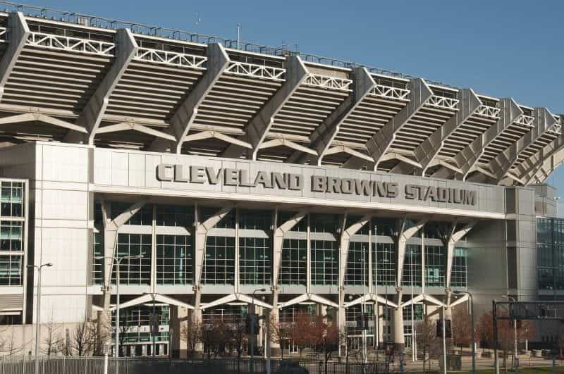 A view of the outside of the Cleveland Browns’ football stadium in the US city of Cleveland, Ohio.