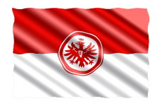A white flag with the Eintracht Frankfurt logo in the center.