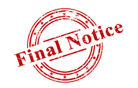 A rubber stamped notice saying Final Notice in red ink.