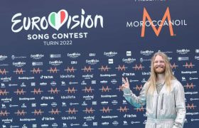 The UK’s Sam Ryder attending the turquoise carpet event at the 2022 Eurovision Song Contest in Turin, Italy.