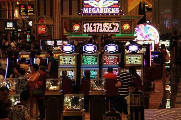 Casino machines in the lobby.
