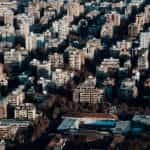 Numerous apartment blocks in Santiago, Chile.