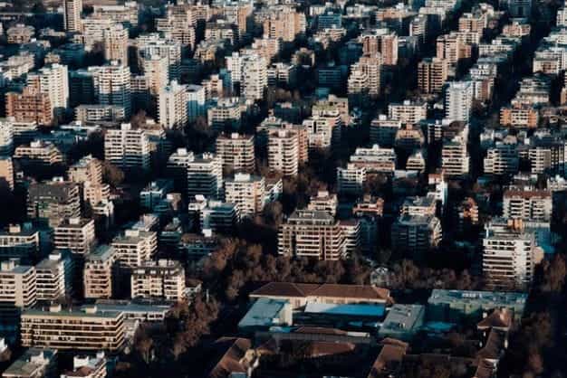 Numerous apartment blocks in Santiago, Chile.