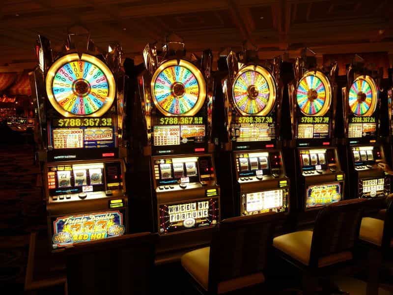 Slot machines inside the casino.