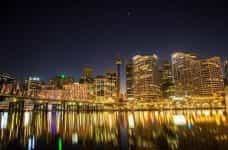 Sydney harbour night time.