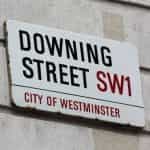 A sign for Downing Street in London.