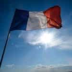 The French flag fluttering.
