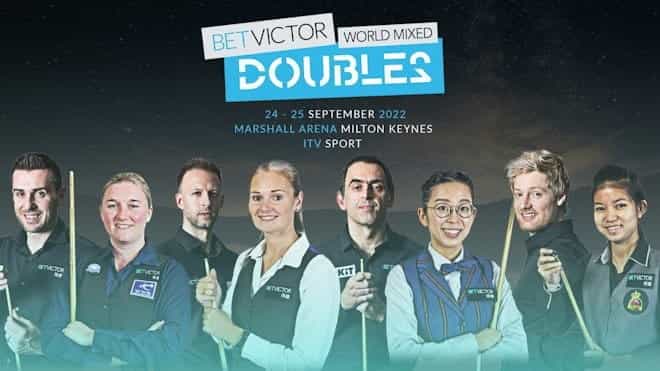 Promotional poster for the forthcoming World Mixed Doubles Snooker.