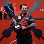 Jonny Clayton and his 2021 Jack’s World Series of Darts Finals trophy.