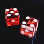 Two red dice.