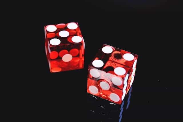 Two red dice.