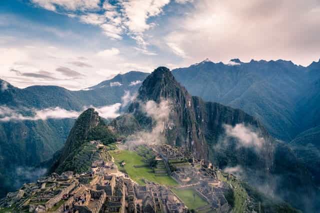 Peruvian mountain landscape in the clouds.