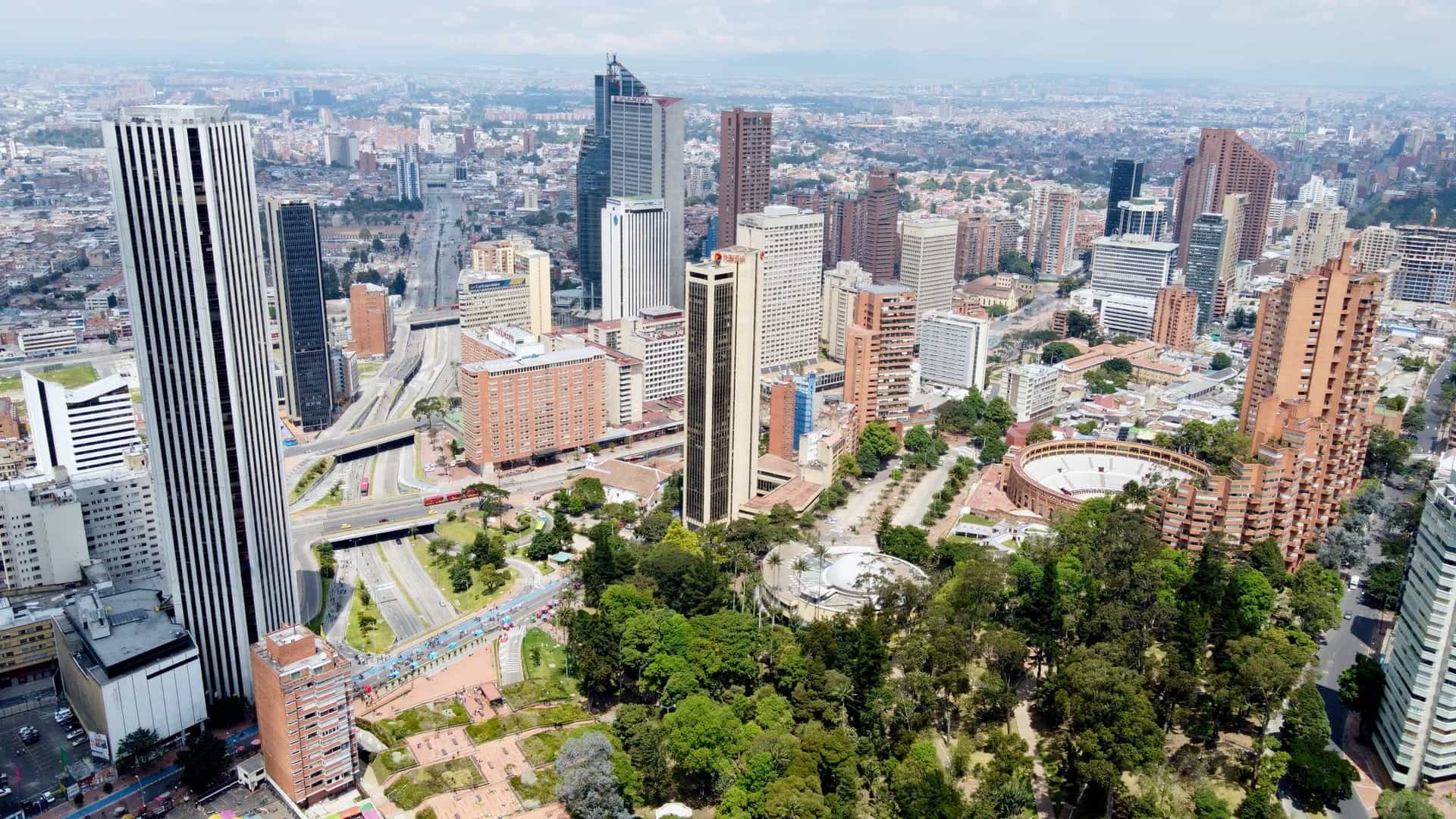 Aerial photograph of Bogota, Colombia.
