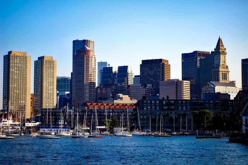 The skyline of downtown Boston, Massachusetts.