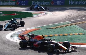 Sergio Perez racing at the 2021 Italian Grand Prix.