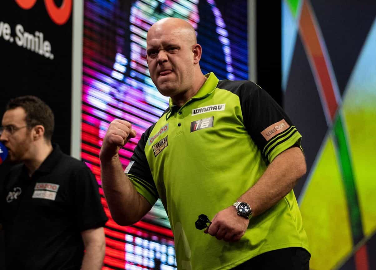 Michael van Gerwen celebrating another 180 score.