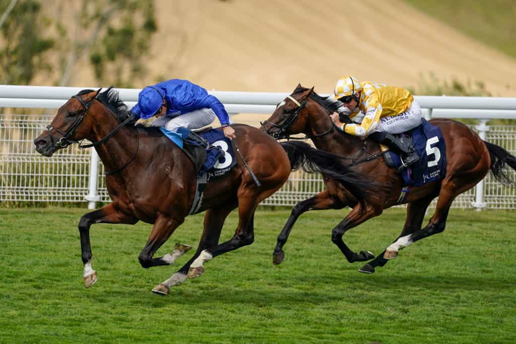 William Buick riding New London to win at the 2022 Qatar Goodwood Festival.