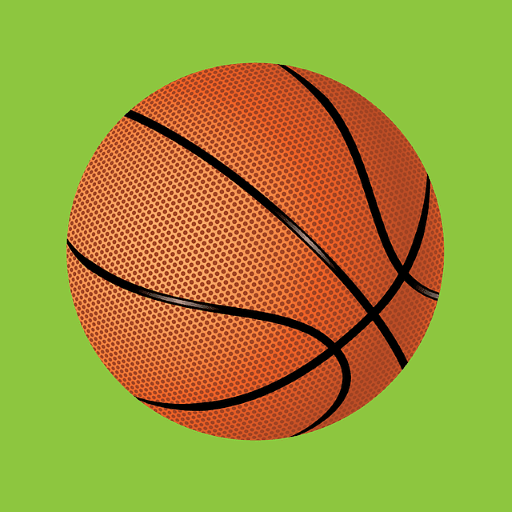 Bola basket oranye klasik ditumpangkan pada latar belakang hijau polos.