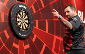 Darts Player Jonny Clayton at the oche.