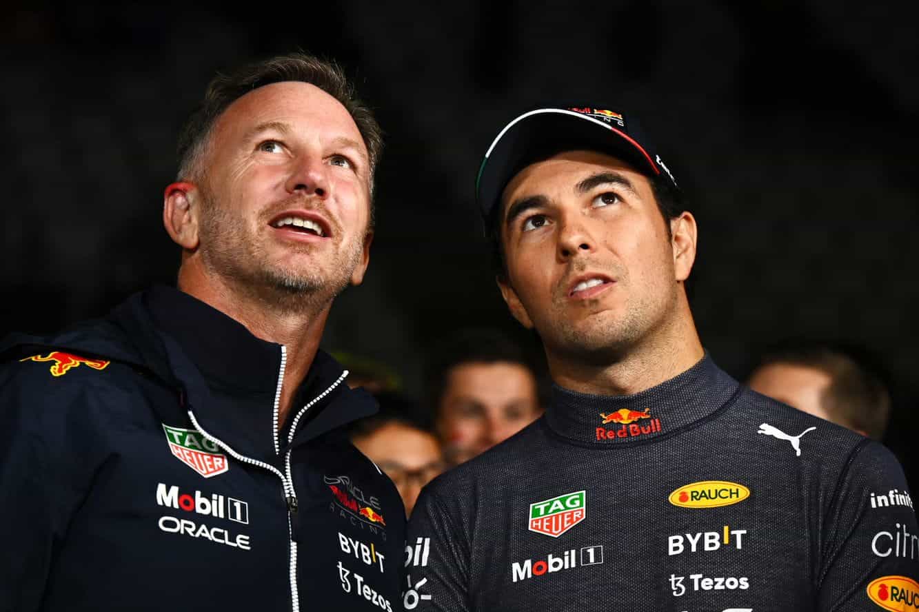 Bos tim Red Bull Christian Horner dan Sergio Perez.