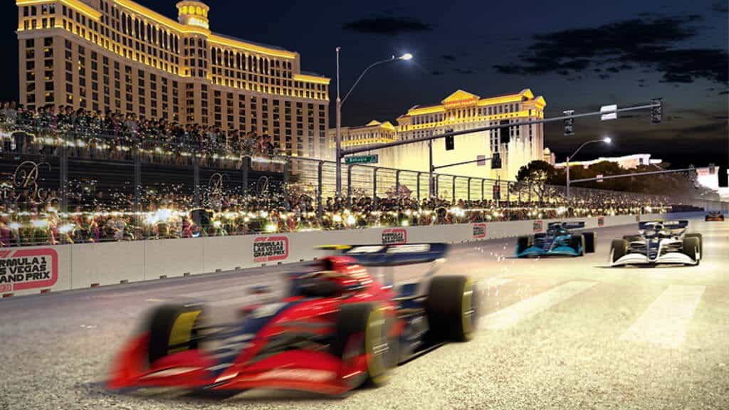 Sebuah mock-up dari 2023 Las Vegas Grand Prix.