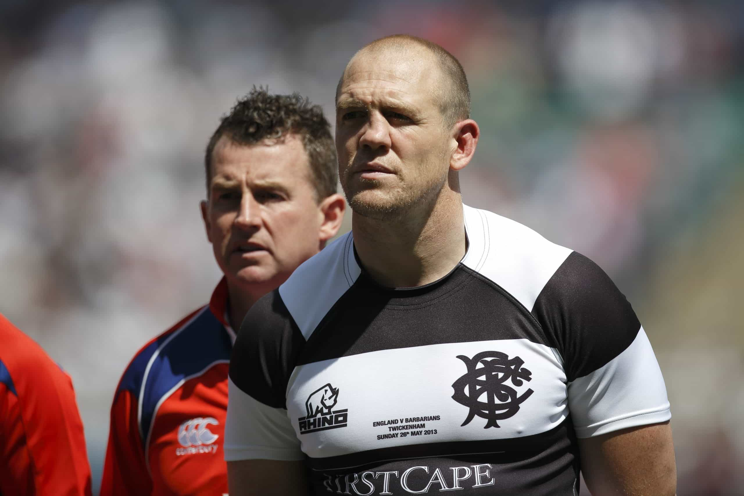 Mike Tindall, kapten Barbarians, selama pertandingan Inggris versus Barbarians, di Stadion Twickenham, Mei 2013.