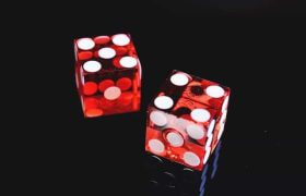 Two red dice.