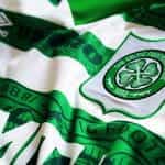 A green and white Celtic FC football shirt.